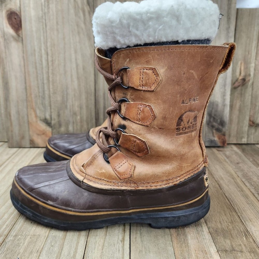 Womens Sorel Alpine size 8 Brown Leather Mid Calf Insulated Waterproof Boots